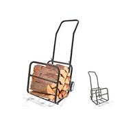 Chariot à bûches 2 en 1 porte-bûches amovible charge 50 kg roues 15 cm transport bois de chauffage pour cheminée