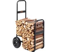 Chariot à bûches, capacité de charge de 113,4 kg, transporteur de bois d'extérieur et d'intérieur avec roues pneumatiques en caoutchouc, chariot robuste en acier, transporteur de bois pour cheminée, f