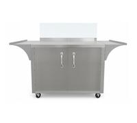 Chariot à crêpes ambulant - 1500 x 660 mm - Acier inoxydable - Vitre verre trempé amovible - 4 roues (2 avec frein)