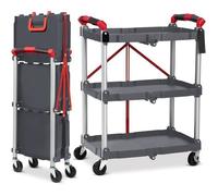 Chariot à Étagères Pliable 3 Niveaux à Roulettes - Chariot de Rangement Mobile - Charge 80kg - Noir 66x38x89cm