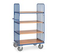 Chariot à étages avec 4 tablettes, parois frontales avec entretoises, modèle 1