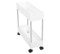 Chariot à Étages Blanc à Roulettes, Rangement Multi-usage, Plastique Fer | Design Simple et Élégant, Grosse Capacité, Structure Multi-niveaux, pour Salle de Bain Cuisine