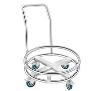 Chariot à fût Robuste en Acier Inoxydable avec roulettes pivotantes - Support pour seaux et fûts - Idéal pour Le Lavage de Voitures et Le Transport en Atelier - Base roulante Durable - Capac