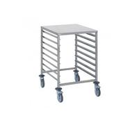 Chariot à glissières GN 2/1 8 niveaux avec tablette Tournus - Inox