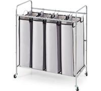 Chariot à linge Deluxe - 4 pièces, Trieur à linge commercial, capacité de charge 20 kg, Collection de linge sur roulettes, Système de tri du linge mobile - Etagère à linge avec bac à linge - Allemagne