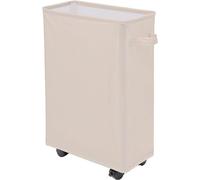 Chariot à linge pratique avec roulettes - 40 litres - couleur crème - réglable en hauteur