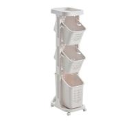 Chariot à linge roulant avec roues verrouillables, panier de rangement à 360° pour salle de bain, cuisine et bureau avec rangement à étages pour l'organisation du linge sale