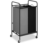 Chariot à linge - Trieur à linge double - Sacs amovibles 2×40 l - Roulettes pivotantes à 360° - Cadre robuste - Polyester - Utilisation polyvalente - Bronze