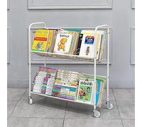 Chariot à livres à roulettes, étagère mobile en métal avec roulettes, chariot de rangement multifonction pour bureau, salle de ibliothèque, salle d'étude