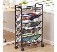 Chariot à livres à roulettes étroit avec roulettes pour les petits espaces - Étagère en métal pour livres et magazines - Étagère d'angle debout au sol