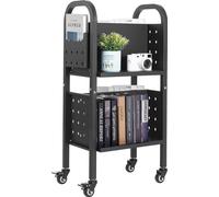 Chariot à livres Chariot de bibliothèque - capacité de charge 70kg - dimensions 45x33x88 cm - noir - Chariot à livres facilement transportable