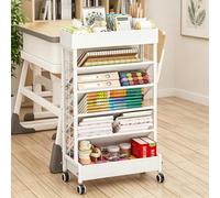 Chariot à livres mobile à 6 niveaux, étagère à roulettes avec roulettes, organiseur de rangement sur pied pour livres, magazines, bureau, maison