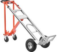 Chariot à main 4 en 1, capacité de charge de 453,6 kg en mode 4 roues, chariot à main convertible avec poignée et roues antidérapantes, chariot portable en alliage d'aluminium pour déménagement, burea