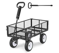 Chariot à main - Chariot de jardin/de transport pour charges lourdes - Capacité de charge de 408,2 kg - Roues enPolyuréthane- Poignée réglable - Parois latérales amovibles - Peut être attelé à un quad