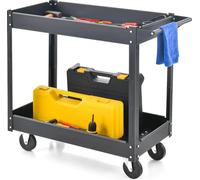 Chariot à outils - Chariot d'atelier en métal - 2 tablettes - Charge maximale 50 kg - 4 roulettes, 2 freins - 85×41×79 cm - Noir