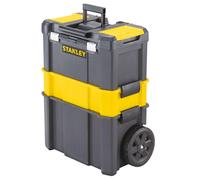 Chariot à outils et petites pièces STANLEY à 3 niveaux de rangement, verrouillable, de qualité professionnelle