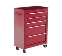 HOMCOM Servante d'Atelier Vide en Acier 5 Tiroirs sur Roulettes Rouge | Chariot à Outils, Verrouillable 2 Clés, Tapis EVA Antidérapant, Caisse à Outils Pour Atelier, Garage