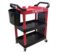 Chariot à outils mobile multifonction avec organiseur – 3 étagères avec crochets et seau pour le nettoyage/la préparation