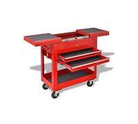 Chariot à outils pour atelier avec 2 tiroirs en acier Rouge