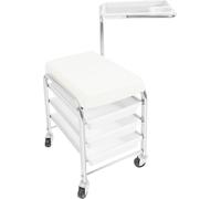 Chariot à outils pour manucure et pédicure - Chariot de salon - Structure métallique - Autonome - Pour le rangement des outils - Blanc