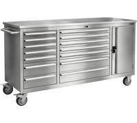 Chariot à outils RETTER RS6 en acier inoxydable avec plan de travail et 14 tiroirs