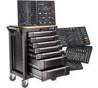 STIX Servante d'atelier UltimatePro C7, 267 Outils CR-V, Plateau Bois | 267 outils en acier Cr-V, tiroirs sur roulements, plan de travail robuste en bois d'hévéa pour usage professionnel