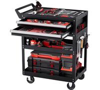 Chariot à outils VEVOR 785 x 450 x 945 mm, capacité de charge 181 kg, organisateur de rangement pour outils de mécanicien pour garages, entrepôts et ateliers de réparation, noir
