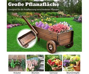 Chariot à plantes Chariot à fleurs décoratif à roulettes 81 x 40 x 38,5 cm Marron