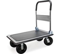 Chariot à plate-forme 300kg max 4 roues Poignée rabattable Protection bordure Surface antidérapante