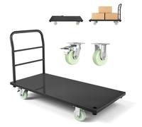 Chariot à plate-forme - Chariot de stockage pliable - Capacité de charge 907 kg - Quatre roulettes pivotantes - Poignée rabattable - Plate-forme antidérapante - 1220×610×815 mm - Pour entrepôts et ate