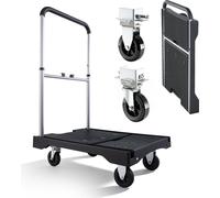 Chariot à plate-forme - Chariot de transport pliable - Capacité de charge 150 kg - Surface de chargement antidérapante - Poignée réglable - Roulettes pivotantes - Dimensions 68 x 49,5 x 115 cm