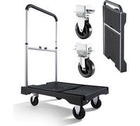 Chariot à plate-forme pliable VEVOR 150 kg, chariot de transport avec roulette pivotante, chariot à main avec surface de chargement antidérapante et poignée réglable, chariot pliable, aide au transpor