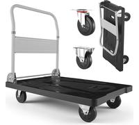Chariot à plate-forme pliable VEVOR 300 kg, chariot de transport avec roulette pivotante, chariot à main avec surface de chargement antidérapante, chariot pliable, aide au transport pour un rangement