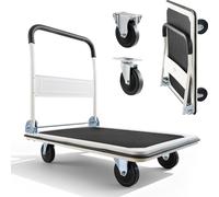 Chariot à plate-forme pliable VEVOR 300 kg, chariot de transport avec roulette pivotante, surface de chargement avec revêtement antidérapant, aide au transport pour un rangement facile, 900 x 610 x 87