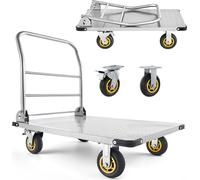 Chariot à plate-forme pliable VEVOR 907 kg, chariot de transport avec roulette pivotante, chariot à main avec surface de chargement antidérapante, chariot pliable, aide au transport pour un rangement
