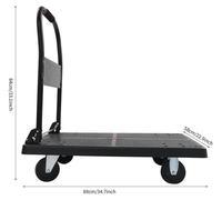 Chariot à plate-forme pour charges lourdes - Chariot de transport pliable - Diable pliable - Roues TPR silencieuses - Pour la maison, l'entrepôt et le bureau