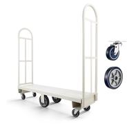 Chariot à plate-forme pour charges lourdes - Chariot industriel - Capacité de charge 907 kg - Six roulettes - Deux poignées amovibles - Dimensions 1525×410×1510 mm