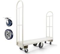 Chariot à plate-forme SucceBuy 907 kg, chariot de transport pour charges lourdes avec 6 roues et deux poignées amovibles, idéal pour les entrepôts, les ateliers et les usines, 1525x410x1510 mm Chariot
