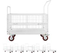 Chariot à plate-forme SucceBuy avec parois grillagées 907 kg, chariot de transport pliable 6 en 1 avec roues pivotantes, chariot à main robuste, chariot à matériel polyvalent, adapté aux denrées alime