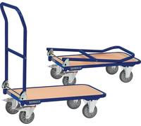 Chariot à plate-forme, surface de chargement L 720 x l 450 mm, en tube d'acier, bleu pigeon (RAL 5014), capacité de charge 250 kg