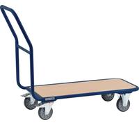 Chariot à plate-forme, surface de chargement L 850 x l 450 mm, en tube d'acier bleu pigeon, RAL 5014, capacité de charge 250 kg, longueur totale 940 mm