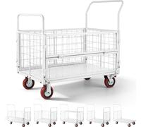Chariot à plate-forme VEVOR avec parois grillagées 907 kg, chariot de transport pliable 6 en 1 avec roues pivotantes, chariot manuel pour charges lourdes, chariot multifonctionnel pour le transport de