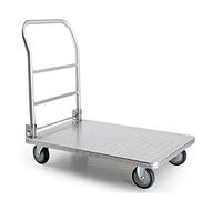 Chariot à plateau, Chariot à plateforme avec poignée pliable et roues pivotantes 360 degrés en acier for le chargement stockage Diable(85 * 58)