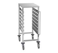 Royal Catering Chariot à plateaux - Acier inoxydable - pour 7 x GN 1/1 - insertion longitudinale - 90 kg - 2 arceaux de sécurité -