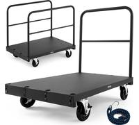 Chariot à plateaux VEVOR, capacité de charge 816 kg, chariot à roulettes 2 en 1 avec roues pivotantes à 360°, chariot à plateaux 914x610 mm avec 3 mains courantes latérales, aide au transport pour usi