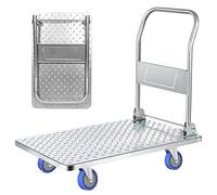 Chariot à Plateforme avec Roues. Brouette Pliante de 250 kg de Charge. Chariot à Plate-Forme Manuelle, Transport Anti-Collision pour Les déménagements, entrepôt. Acier au Titane.