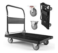 VEVOR Chariot à Plateforme Pliable Charge 453,59 kg Chariot à Plateau Pliable 89,5x59,5 cm pour Manutention et Déplacer Objets Volumineux et Lourds, avec Roues Pivotantes, Poignée à Pousser Compacte