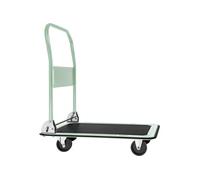 tectake® Chariot de transport plateforme à roulettes, Charge max. 150 kg, Chariot pliable Atelier Garage Magasin Demenagement, 2 Roues pivotantes et 2 fixes, Poignée Pliable par commande au pied, Vert