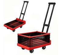 Chariot à Pousser Plateforme Chariot à Main Plateau Plat | Pliable, capacité de 330 lbs, avec clôture, poignée télescopique, pour entrepôt, garage, bureau, hôtel