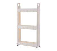 Chariot à roulettes à 3 niveaux avec roulettes, chariot de rangement fin pour cuisine, organisateur de salle de bain, étagère étroite, montage sans vis, blanc